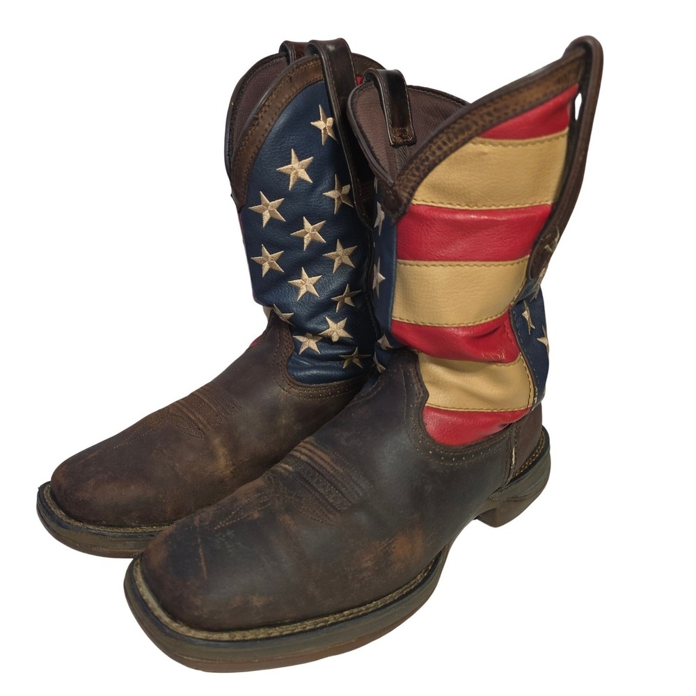 Durango Rebel Mens 12" Western Boots American‎ Flag Dark Brown DB5554 Size 9.5D